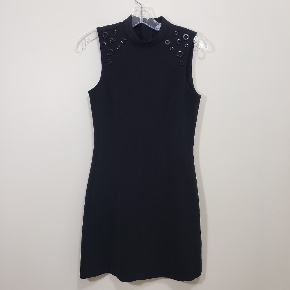 H&M sleeveless black sheath dress with metal grommet shoulder details Size‎ 6